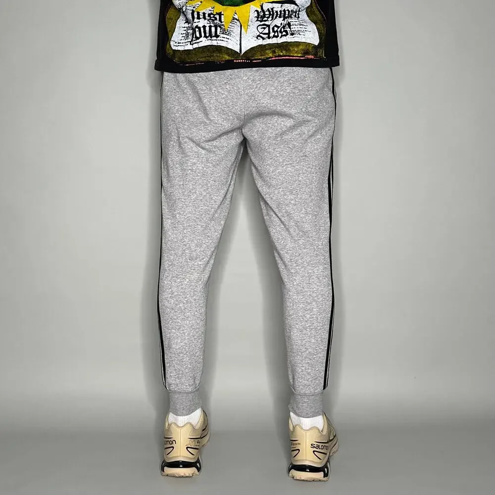 Vintage Y2K Adidas Sweatpants Mens S Grey Black 3 Stripes Cotton Joggers